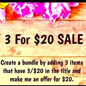 💜3/$20 SALE💜 Bundle and Save! All items $9 or less.